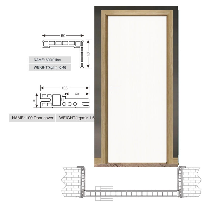 Repuesto de Marco y jamba para puertas WPC color PINO marco completo NO INCLUYE HOJA NI HERRAJES