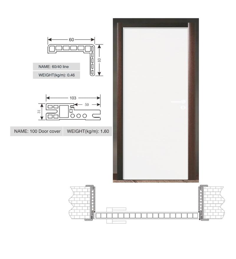 Repuesto de Marco y jamba para puertas WPC color ROBLE OSCURO marco completo NO INCLUYE HOJA NI HERRAJES