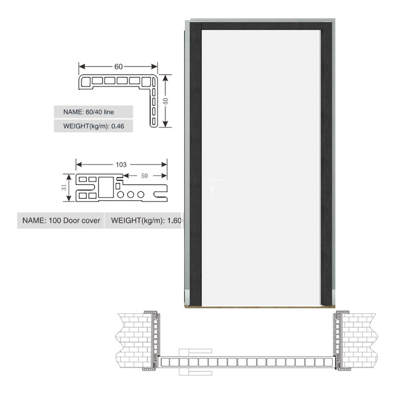 Repuesto de Marco y jamba para puertas WPC color WENGUE marco completo NO INCLUYE HOJA NI HERRAJES