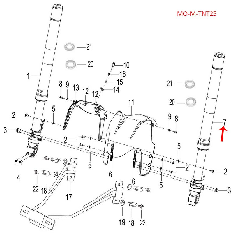 Amortiguador delantero izquierdo (TNT25) (CODIGO ANTERIOR MO-REP-43200N220002)