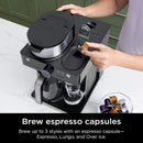 Cafetera Ninja Espresso & Coffee Barista System. Máquina de café de capacidad hasta 12 Tazas, función para cápsulas de Nespresso, Espumador Plegable CFN601.