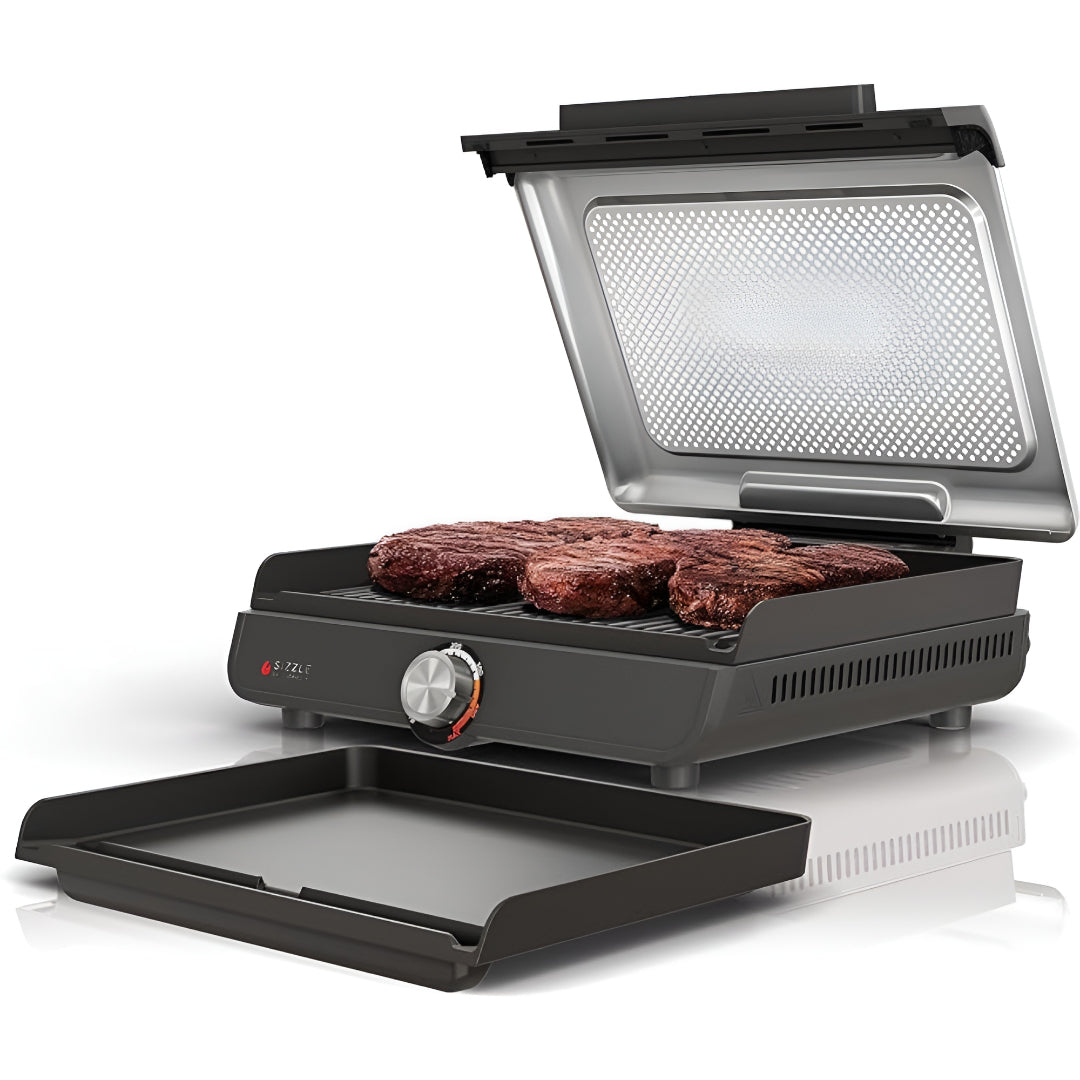 Plancha Y Parrilla Eléctrica De Interior Ninja Sizzle. 2 En 1 Con Placas Intercambiables Antiadherentes De 14 Pulgadas.