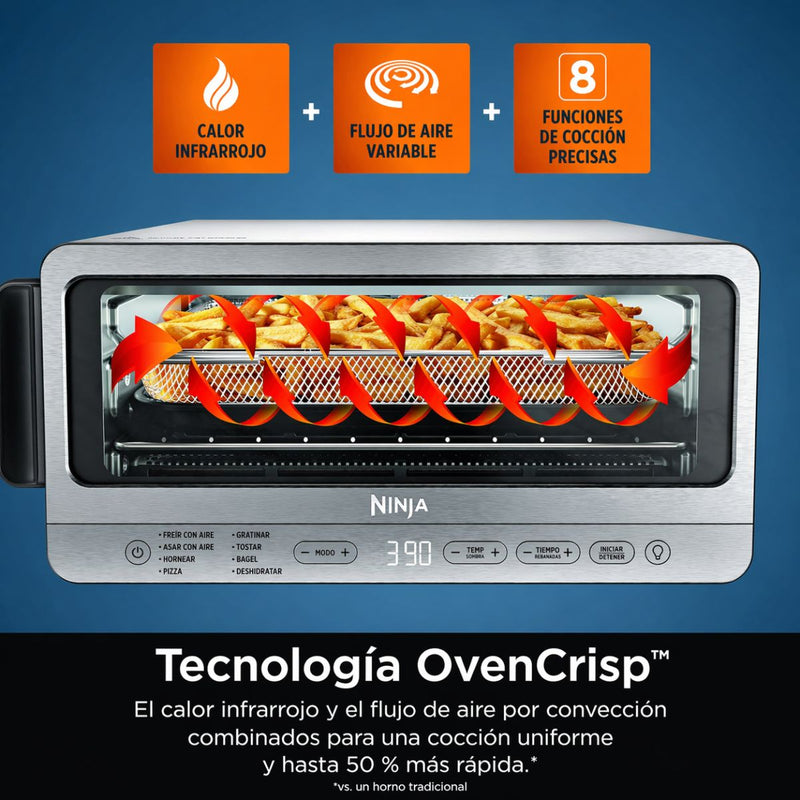 Horno Tostador con Air Fryer Ninja Flip OvenCrisp. Freidora de aire y Horno eléctrico multifuncional 8 en 1.