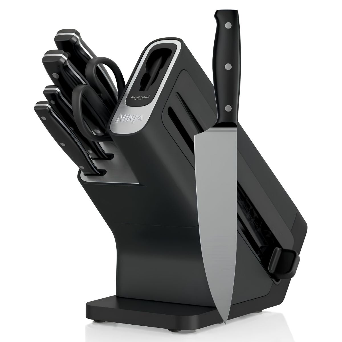Cuchillos Ninja NeverDull. Set de 7 Piezas con Bloque y Afilador Integrado. Acero Inoxidable de Alta Precisión para Cocina.