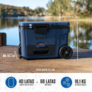 Cooler Ninja FrostVault de 45QT con ruedas. Hielera térmica con Dry Zone, gaveta inferior y alta conservación de frío. Color Azul.