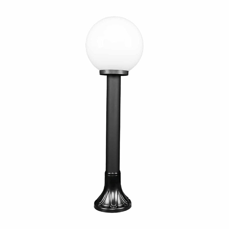 Lámpara de Poste Bolardo con Esfera de Globo Negra 1XE27 Iluminación Decorativa, elegante y Resistente. 250x500mm. Ideal para Jardines, Patios y Caminos. Lámpara de Farol tipo Globo.