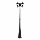 Lámpara Exterior de Poste Tipo Farol Negro 3XE27 650x2300mm Ideal para Jardines, Patios y Entradas. Diseño Clásico para Iluminación Exterior. Luminaria Tipo Poste para Exterior con Farol.