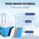 Cooler portátil 52L con ruedas azul/blanco, aislamiento térmico antifugas para camping y picnic  Hielera  52.8 cm × 41.5 cm × 48.0 cm