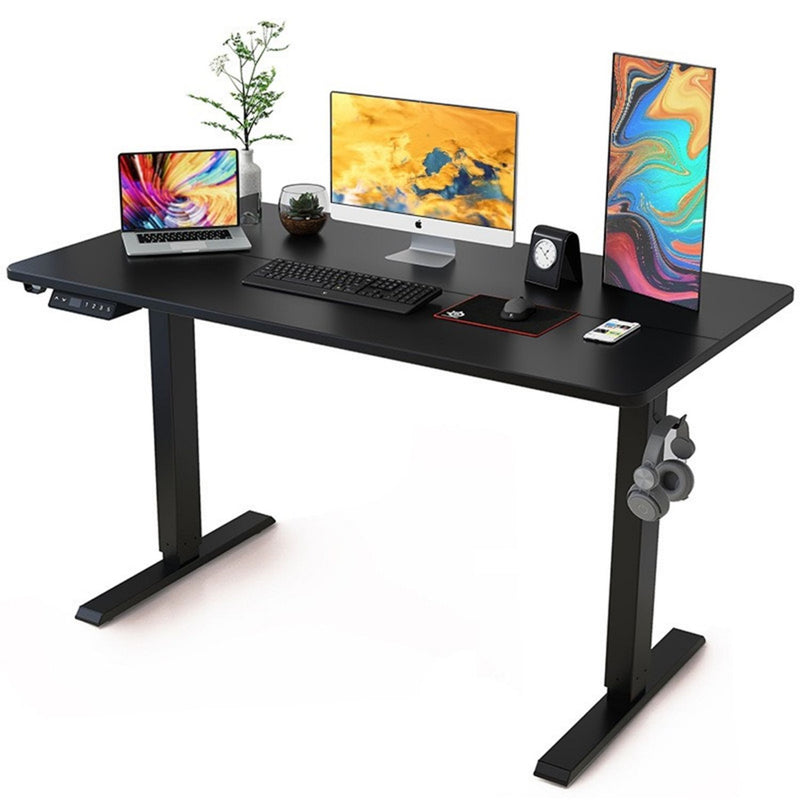 Mesa de pie ergonómica ajustable en altura 1200*600*15mm negro  con memoria y accesorios. Escritorio eléctrico