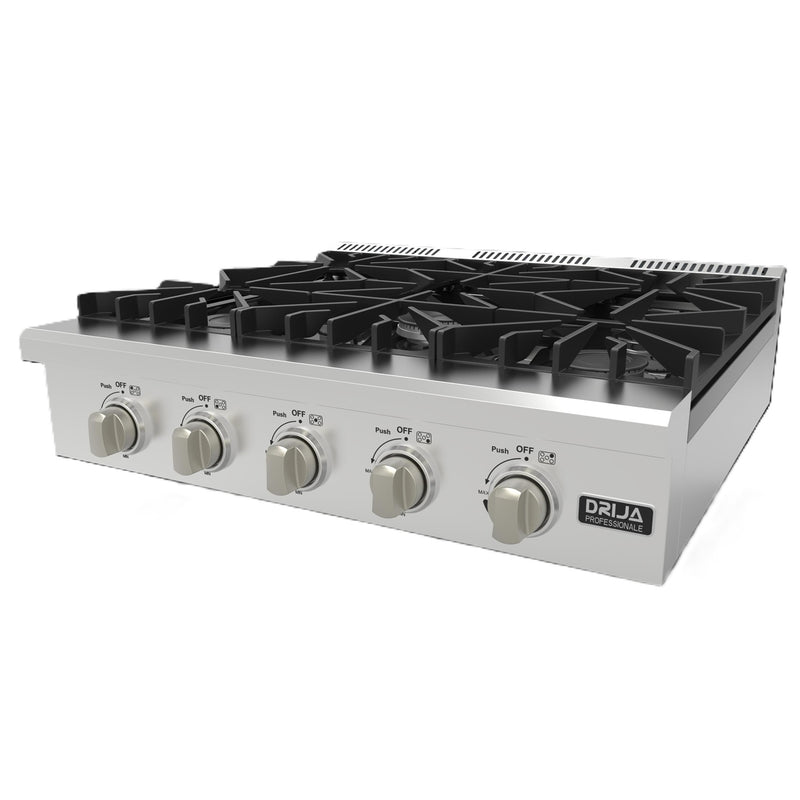 Estufa empotrable a gas Potenza 76. Color Inox