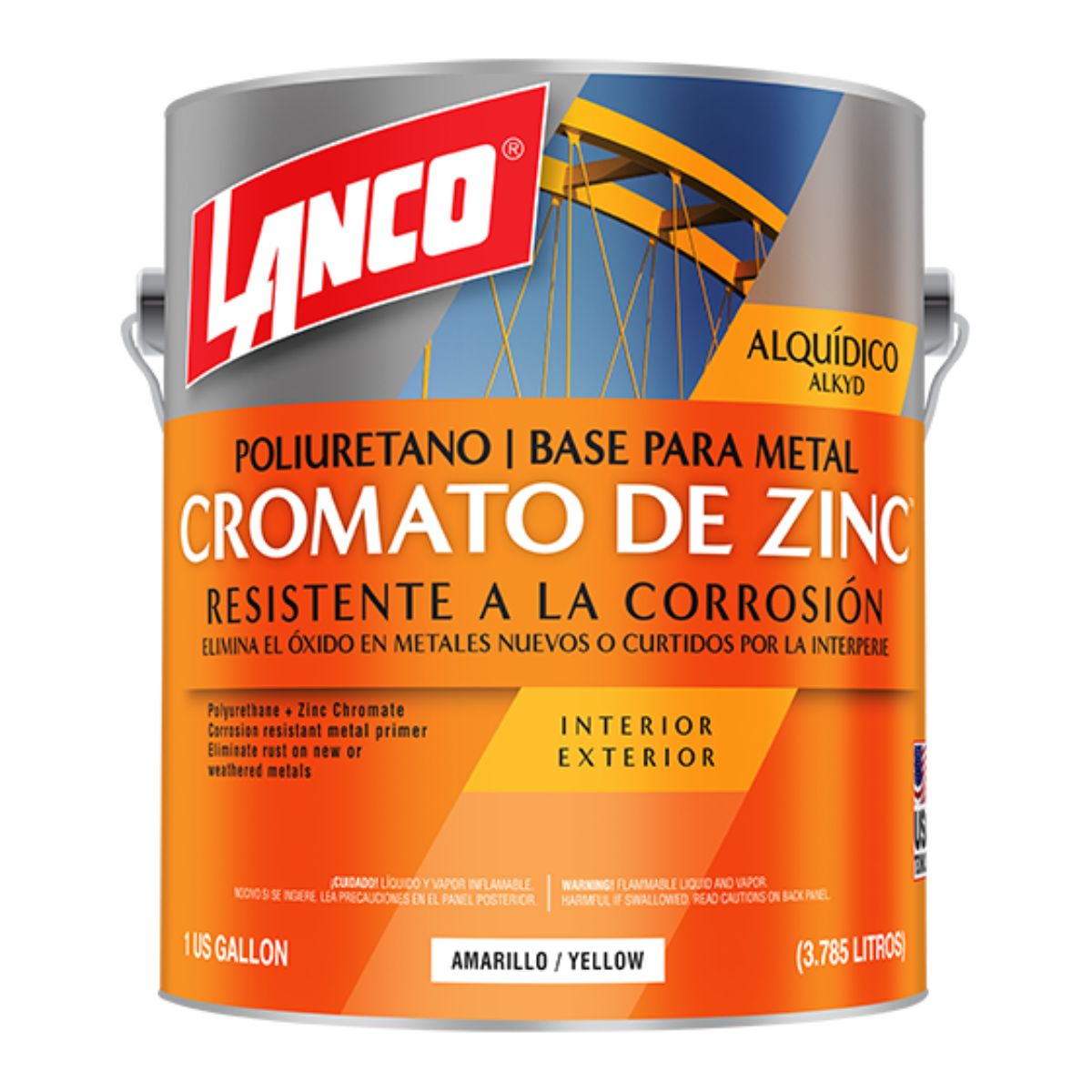 Pintura anticorrosiva cromato de zinc de 1 galón. Color Amarillo