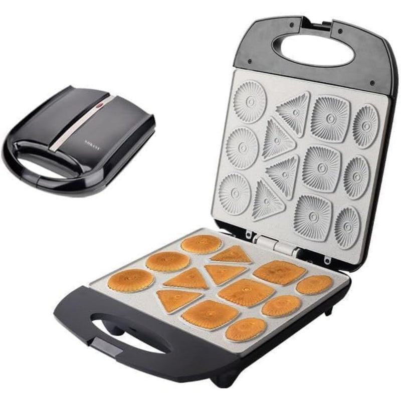 Máquina de Mini Galletas Tartas 1400W Antiadherente con Calor Doble y Cocción Uniforme 110V /60hz.Cookies Maker