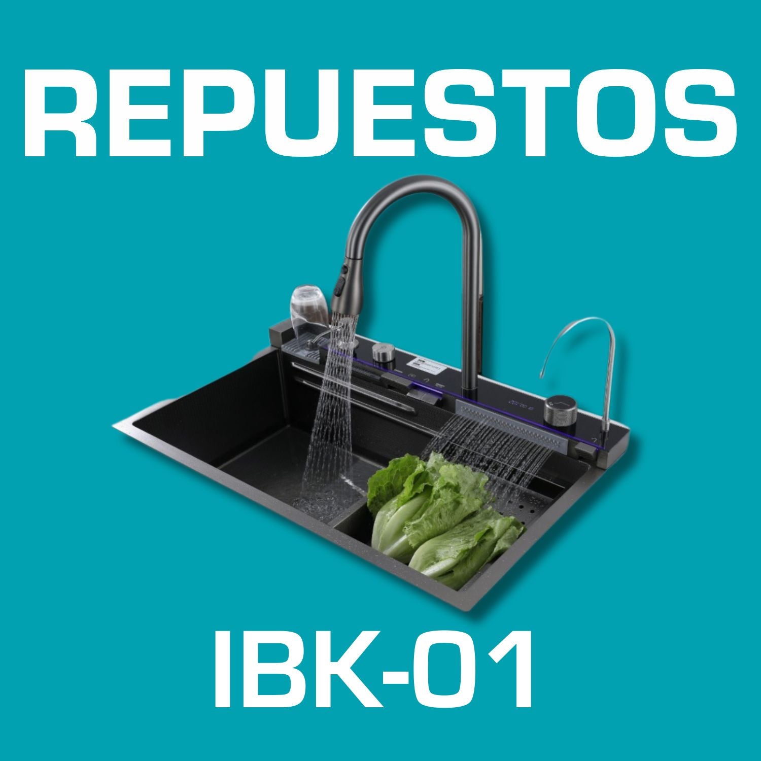 Repuestos Fregador De Cocina Multifunción Nano Black Piano Switch 750X460x220mm. Codigo IBK-01.