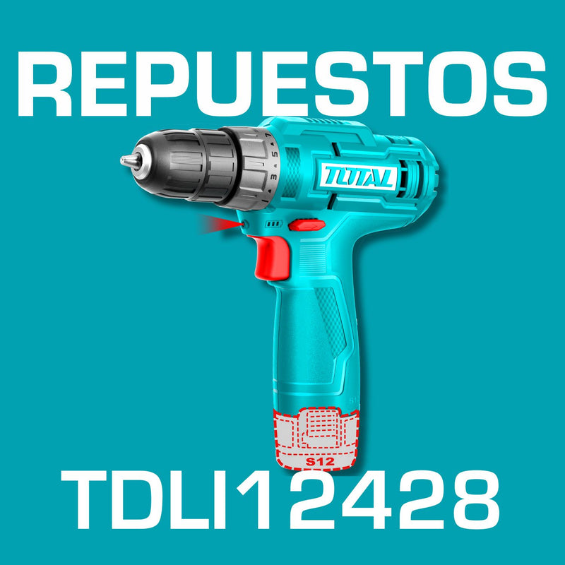 Repuestos Taladro inalámbrico de 12V. Veloc.sin carga: 0-750rpm. 20Nm. Codigo TDLI12428