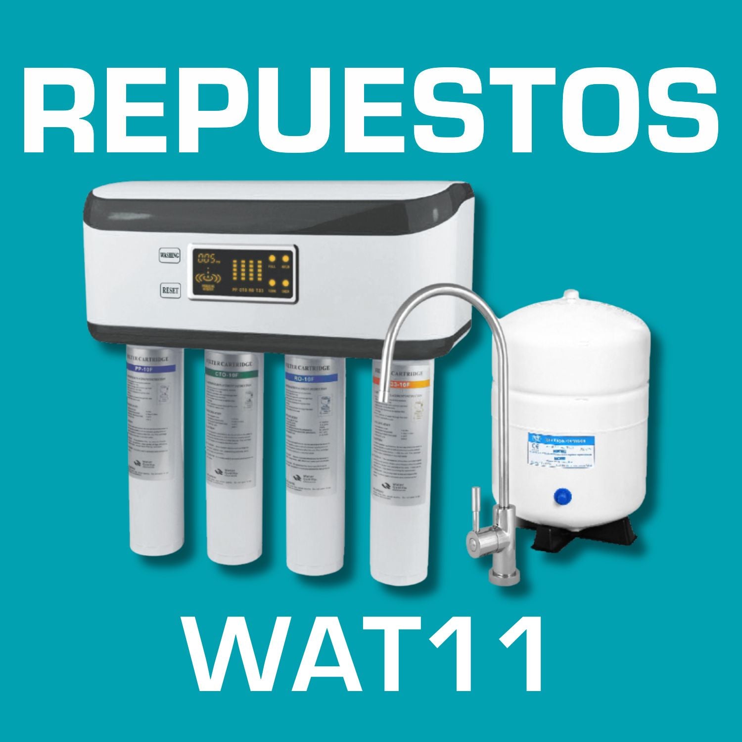 Repuestos Filtro de agua osmosis inversa Crystal75 4 etapas. Codigo WAT11