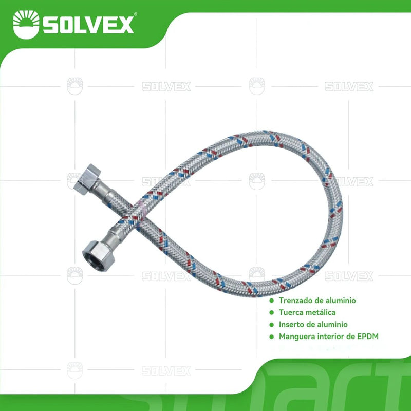 Tubos De Abasto Mangueras Flexibles de Aluminio Trenzado Con Tuercas Metálicas H1/2'' x H1/2''.