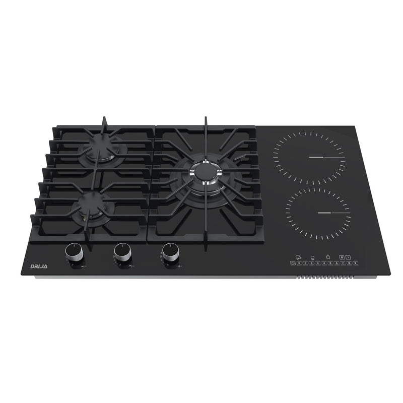 Estufa empotrable dual a gas y eléctrica Sicilia Touch 90. Color negro