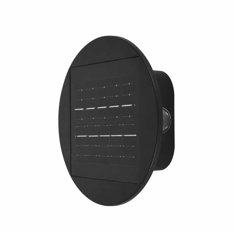 Lámpara Solar de Pared para Exteriores 6W CCT, 500 Lms, Negro. Batería de litio 3.7V, 2000mAh y Panel solar integrado. Iluminación sin cables para jardines y patios. Reflector Solar para Jardín.