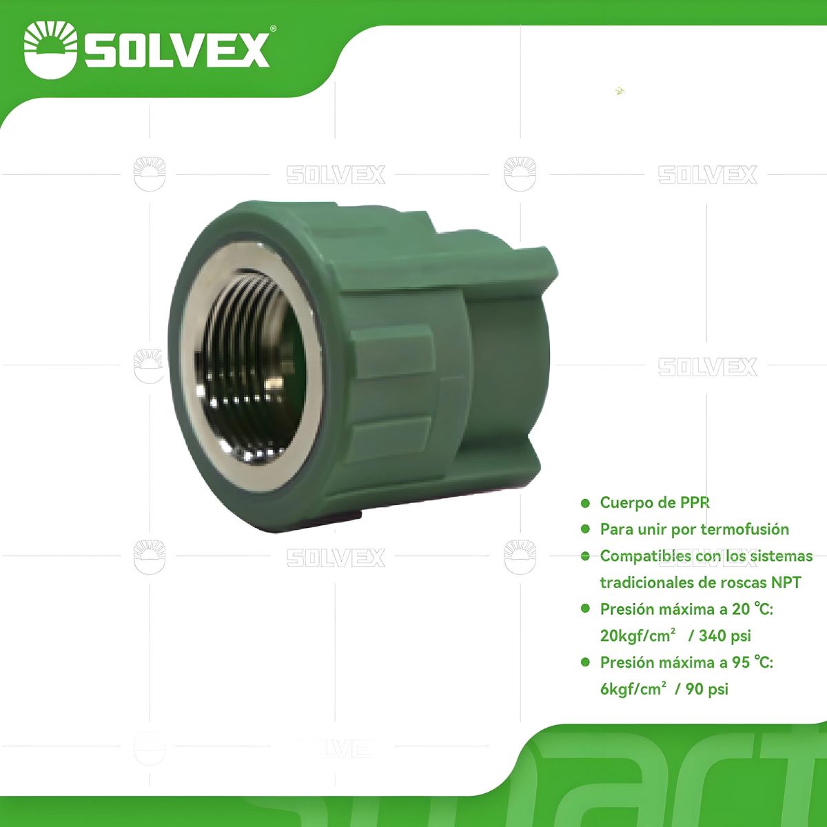 Adaptadores PPR Hembra con Insertos en Acero Inoxidable. Conectores Termofusión para Agua.