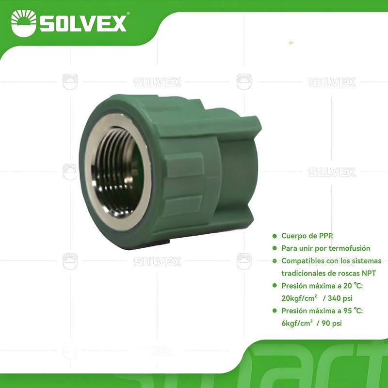 Adaptadores PPR Hembra con Insertos en Acero Inoxidable. Conectores Termofusión para Agua.