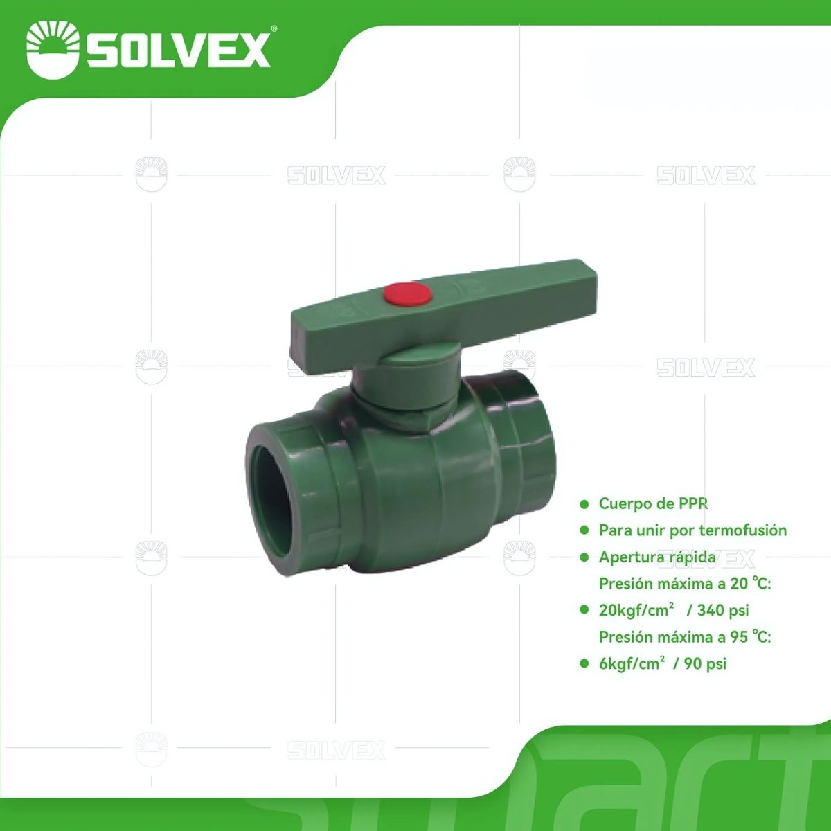 Válvulas de Bola PPR. Conectores de Esfera Termofusión para Agua. Apertura Rápida.