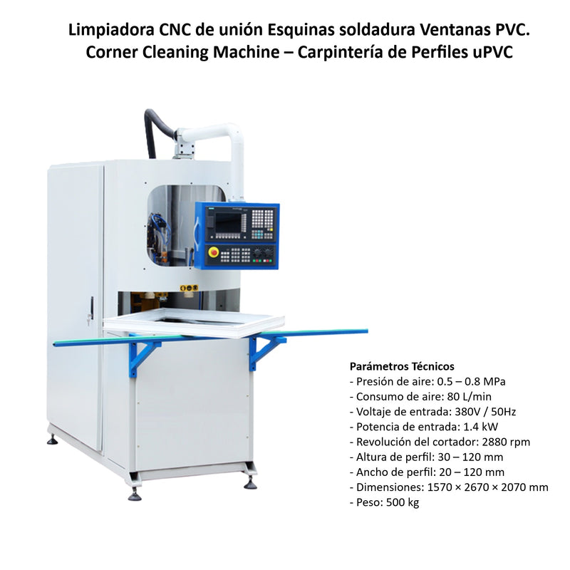 Limpiadora CNC de unión Esquinas soldadura Ventanas PVC. Corner Cleaning Machine – Carpintería de Perfiles uPVC