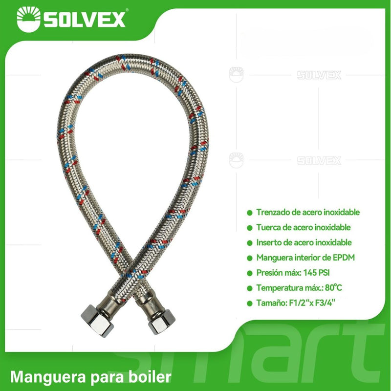 Mangueras Flexible Para Boiler. Tubos de Abasto Trenzado en Acero Inoxidable Para Calentadores H1/2" x H3/4".