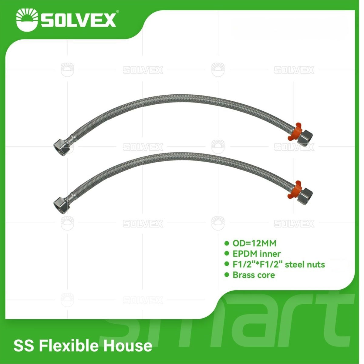Tubos De Abasto Mangueras Flexibles (Par). Acero Inoxidable Trenzado Con Tuercas Metálicas H1/2'' x H1/2''.