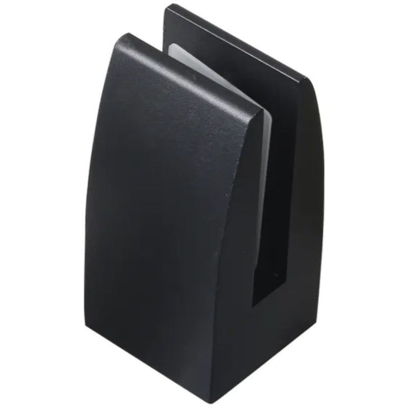 Soporte clip para barandas de vidrio 10-14 mm. Aluminio color negro satinado
