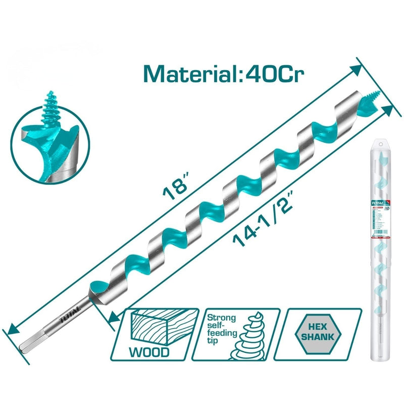 Brocas de Barrena  Acero 40Cr Vástago Hexagonal  Long 14-1/2” Alta Perforación