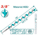 Broca Barrena 3/8" x 18" Acero 40Cr Vástago Hexagonal  Long 14-1/2” Alta Perforación