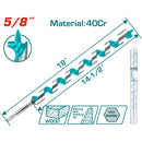 Broca Barrena 5/2" x 18" Acero 40Cr Vástago Hexagonal Long 14-1/2” Alta Perforación