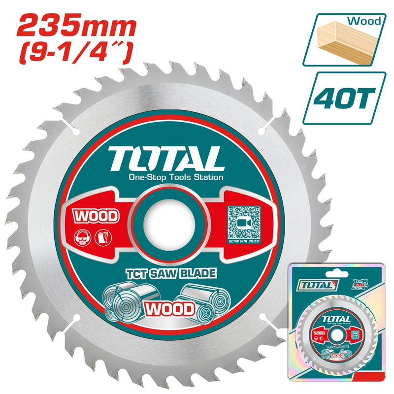 Disco de sierra circular para madera  9-1/4" (235 mm) 40T anillo reductor 25.4 mm y 16 mm Sierra circular.