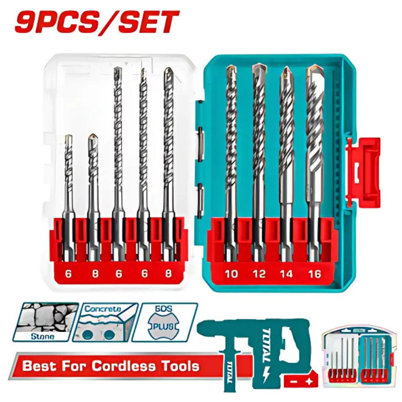 Brocas para rotomartillo taladro SDS Plus de 9 piezas. Se vende en Juego.