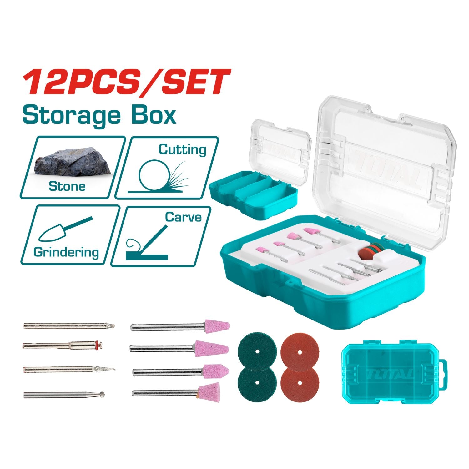 Puntas para Mototool 12 piezas (piezas para trabajar vidrio y piedra) Juego