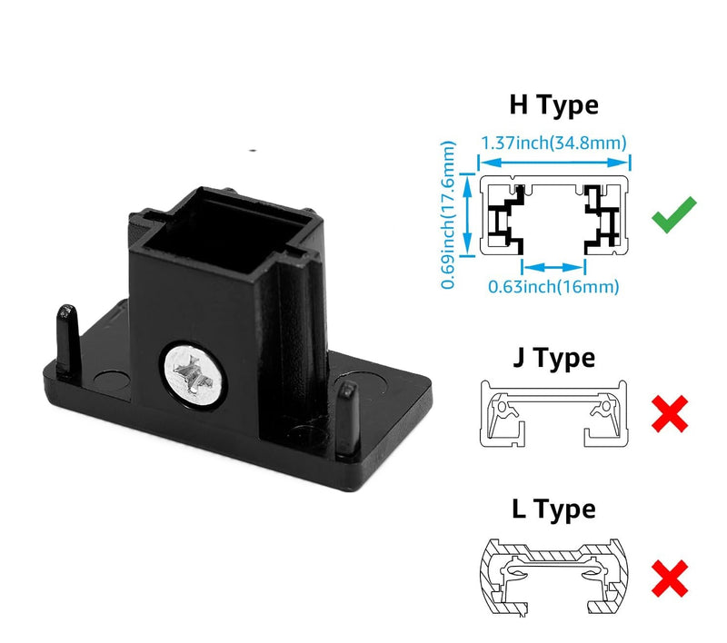 Tapa final para Rieles Track sistema colgante color Negro