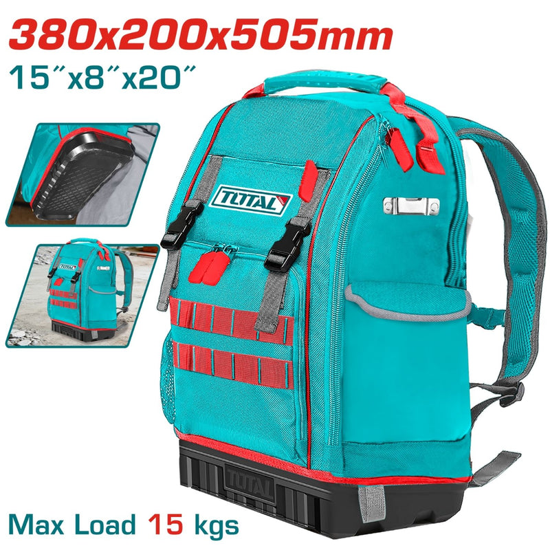 Mochila Bolso de Espalda para Herramientas. Tamaño: 38 × 20 × 50.5 cm. Polyester Oxford 1680D Estructura rígida y reforzada.