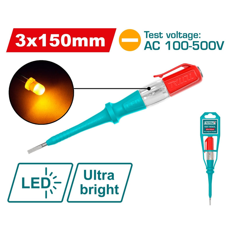 Medidor probador de voltaje de lápiz AC 100-500V Iluminación LED 3x150mm