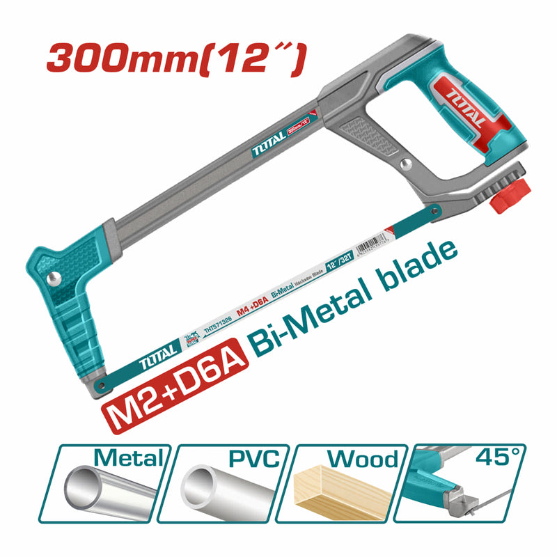 Segueta Industrial para Metal de 300 mm / 12" para trabajo pesado. Incluye 1 Hoja de Sierra