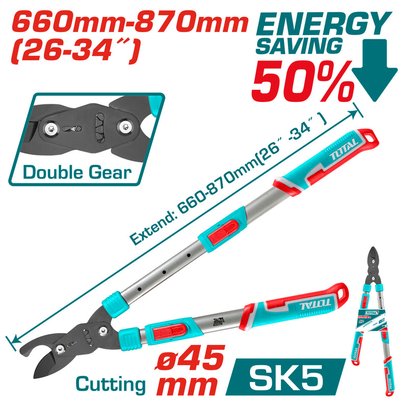 Tijera de podar telescópica 660-870mm(26-34") largo. SK5