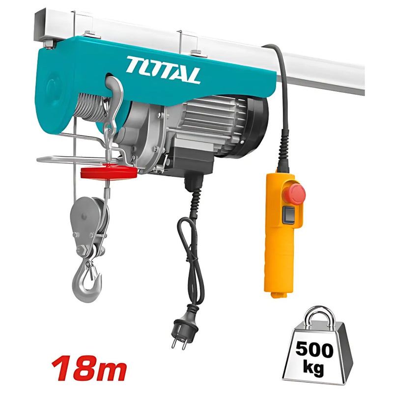 Winche Tecle Eléctrico grua 900W 500kg Elevación max 18m Velocidad 10m/min, 5m/min Polipasto Electrico