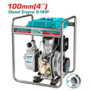 Bomba de agua diesel de 4" 1420L/min max 25mts 8.3HP . Encendido de cuerda Tanque 12.5L