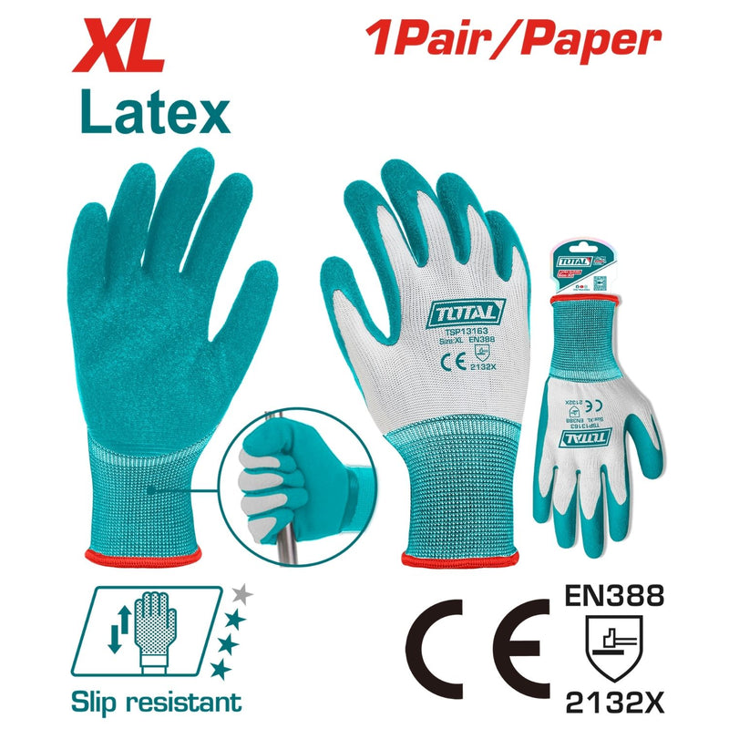 Guantes de Látex Antideslizantes (Talla XL) Calibre 13. Ideales para madera y horticultura. ( 1 par)