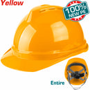 Casco de seguridad amarillo. 4 puntos de suspensión. Ajustable. Carcasa de PE con ventilación.