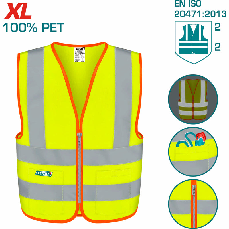 Chaleco reflectivo de seguridad amarillo. Talla XL.