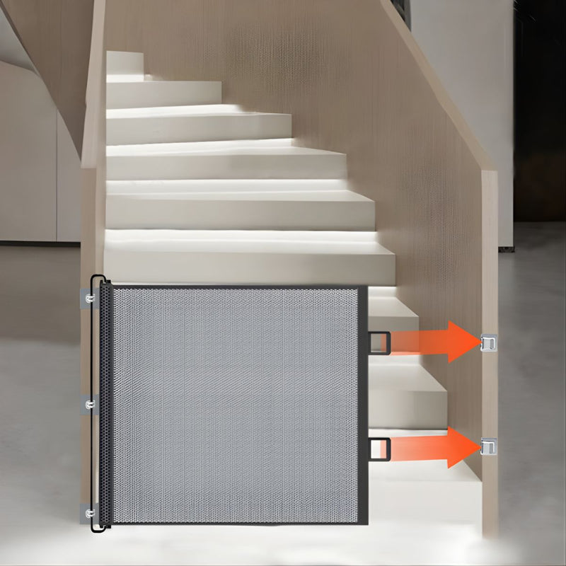 Puerta Retráctil de Seguridad. Barrera de Protección para Niños y Mascotas. Malla Extensible para Escaleras y Puertas 130×78 cm.
