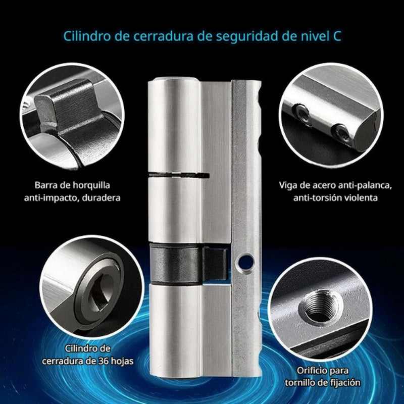Cerradura De Seguridad Embutida Antiganzúa Antirrobo Lengüeta Cuadrada Doble De Acero Inoxidable. Para Puertas 45 a 55mm Cilindro Nivel C.