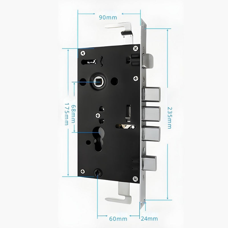 Cerradura De Seguridad Embutida Antiganzúa Antirrobo Lengüeta Cuadrada Doble De Acero Inoxidable. Para Puertas 45 a 55mm Cilindro Nivel C.