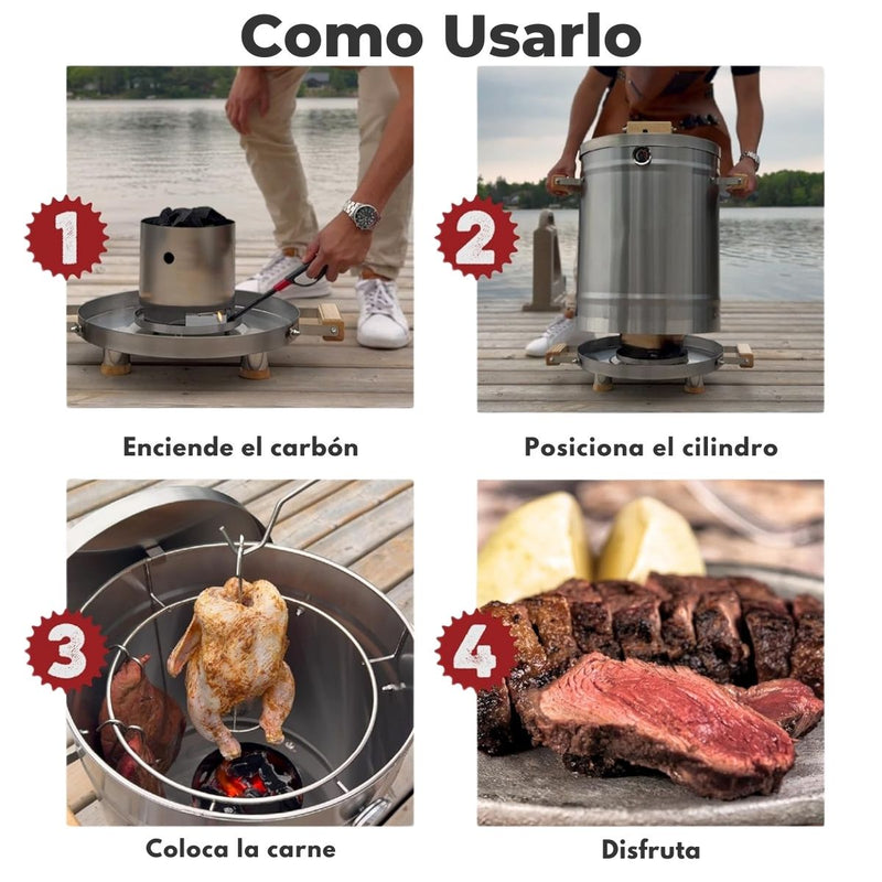Barriles Ahumadores de Acero Inoxidable 304. Asadores portátiles Para Parrilladas Y Barbacoas.