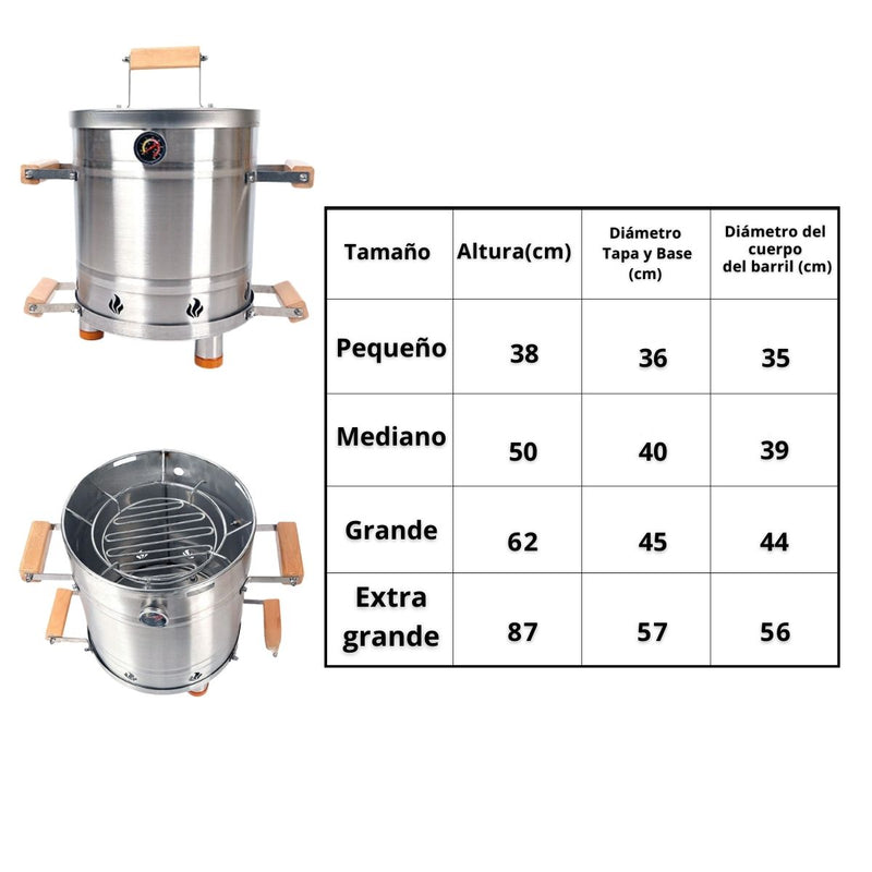 Barriles Ahumadores de Acero Inoxidable 304. Asadores portátiles Para Parrilladas Y Barbacoas.
